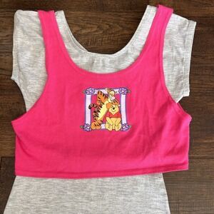 Vintage Winnie The Pooh Tigger Girls 7/8‎ Outfit One piece Romper Pink 90's Y2K